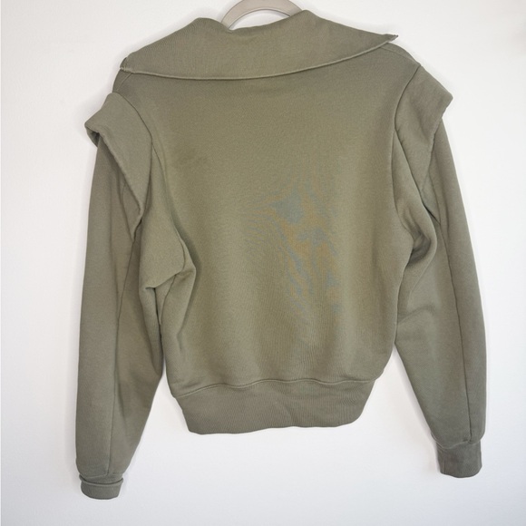 FRAME Military Green Quarter Zip Long Sleeve Sweatshirt Size Small - Picture 6 of 6